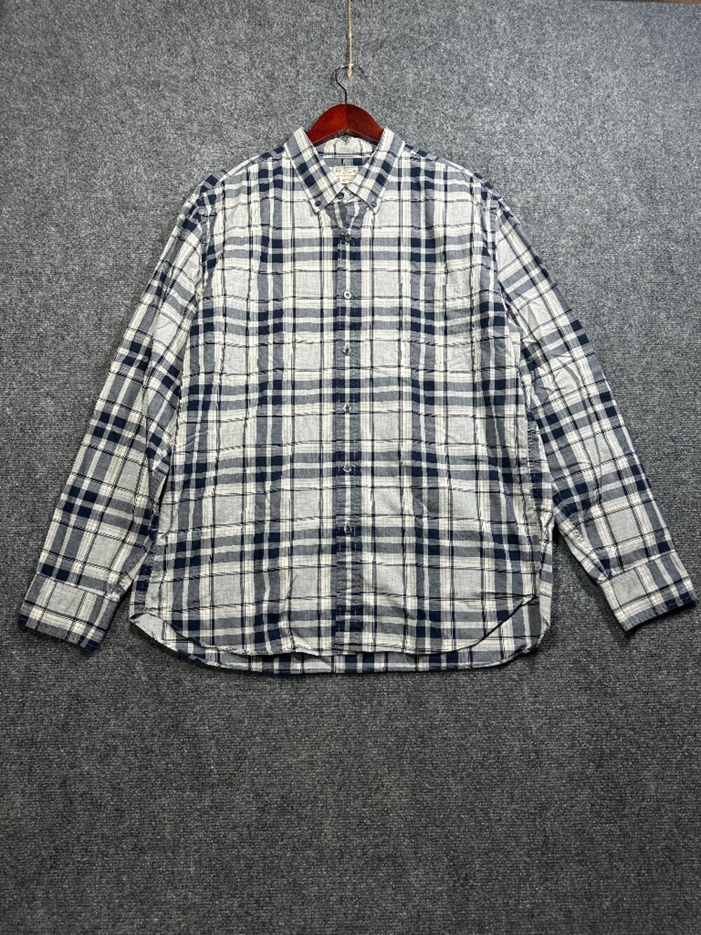 J Crew Shirt Mens XL Gray Plaid Cotton Long Sleeve Button Down Pocket